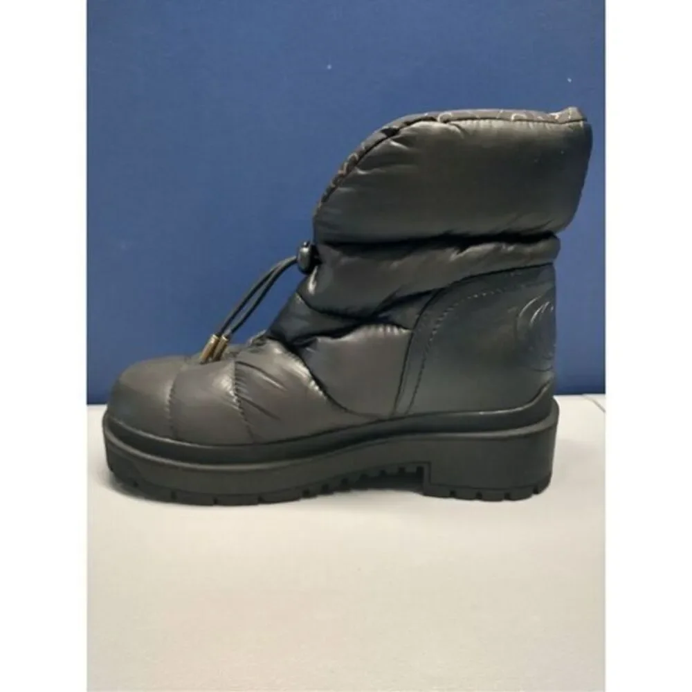 Guess Winter Ankle Snow Boots Womens Size 6.5 Black Leather Puffer‎ Pull On